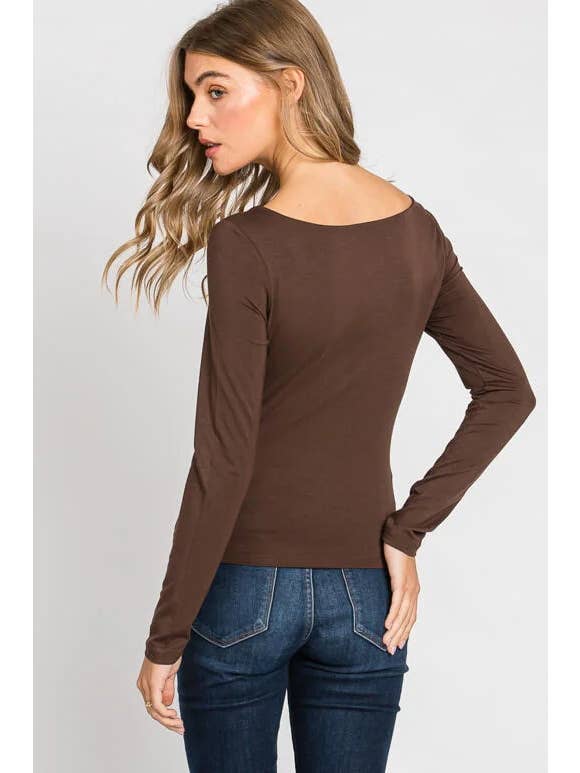 Final Touch - Wholesale Knit Top - Women's - Double Layered Square Neck Basic Top - T1710935