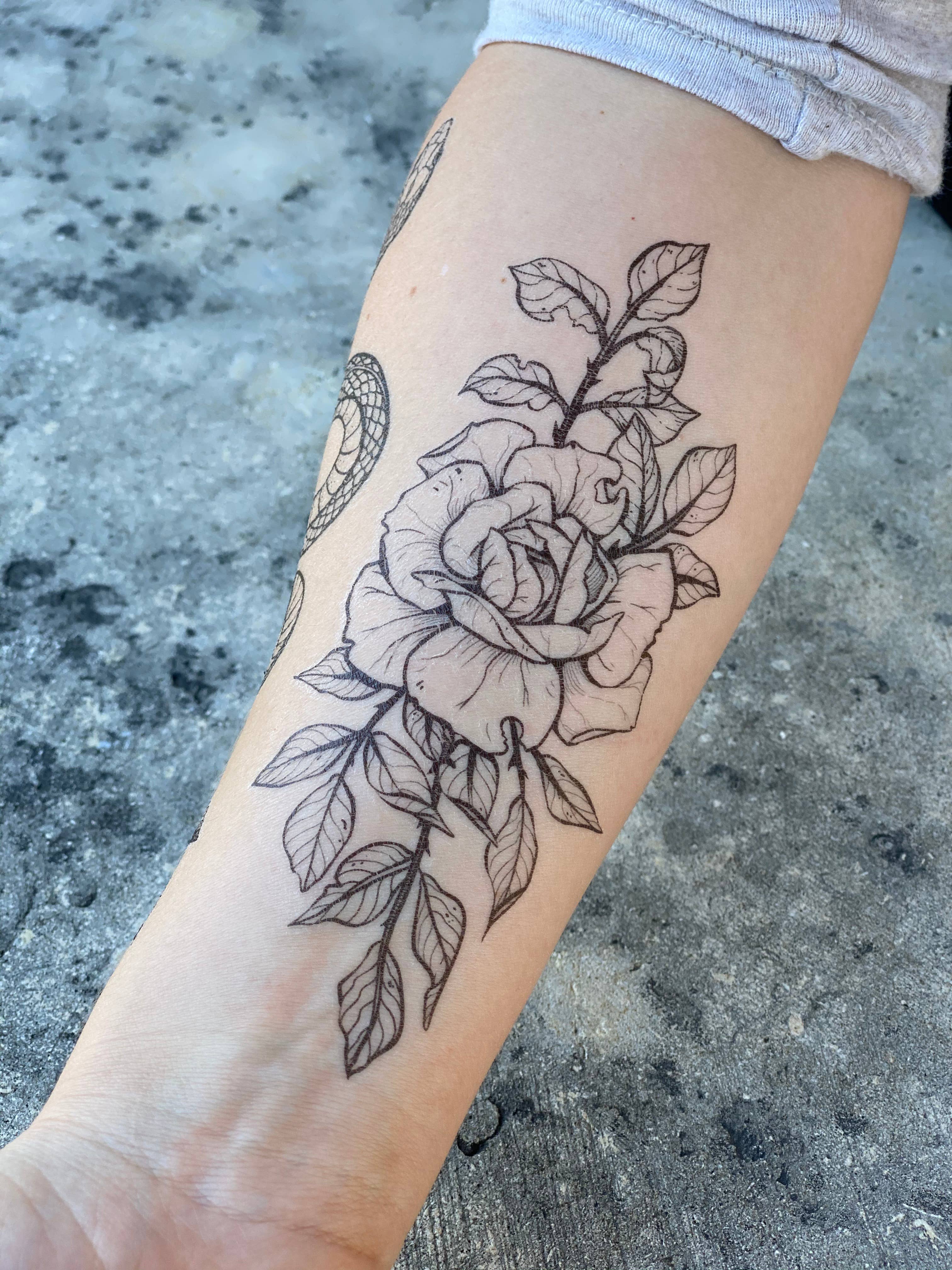 NatureTats - Wholesale Temporary Tattoo - Rose Blossom Temporary Tattoo6