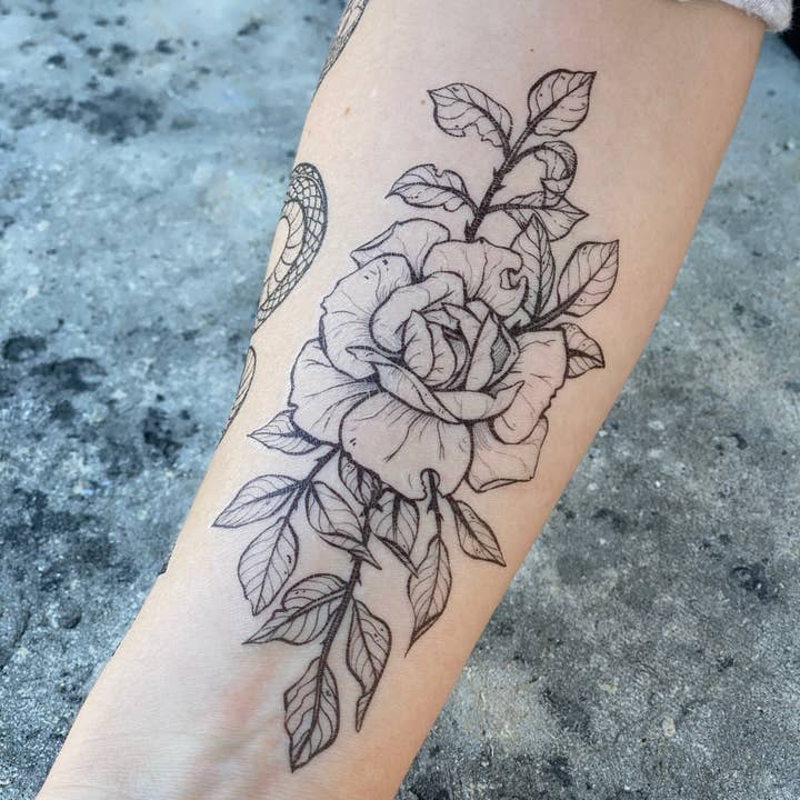 NatureTats - Wholesale Temporary Tattoo - Rose Blossom Temporary Tattoo6