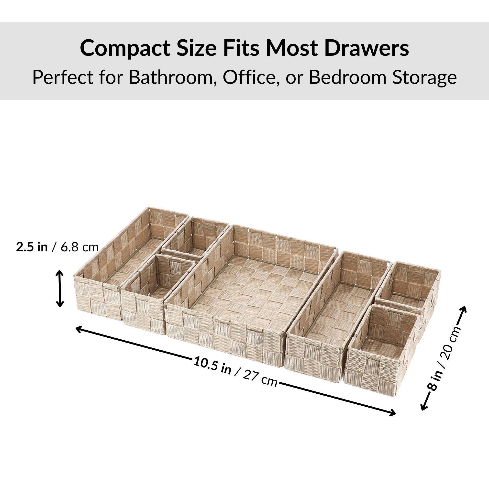 Evideco French Home Goods - Wholesale Drawer Organizer - 7-Piece Braided Polyester Drawer Divider Set - Beige5