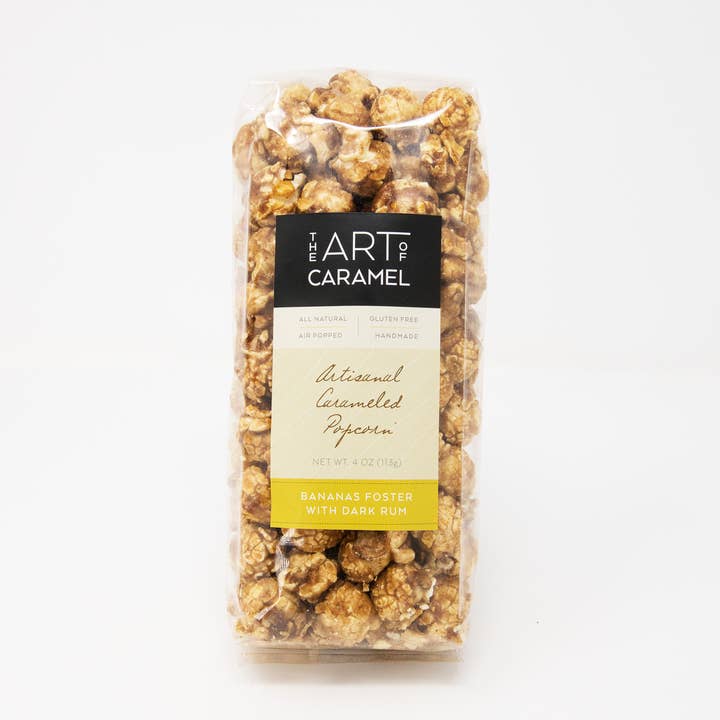 Maïs soufflé au caramel et rhum foncé Bananas Foster pour la vente par The Art of Caramel