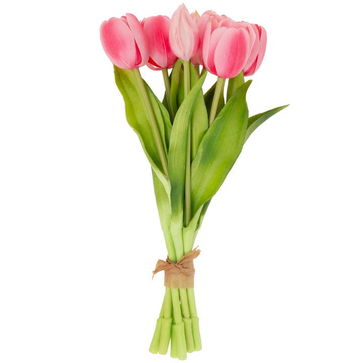Paquete de tulipanes sintéticos rosados recién escogidos de 12.5 pulgadas S/8 para venta al por mayor de Boston International