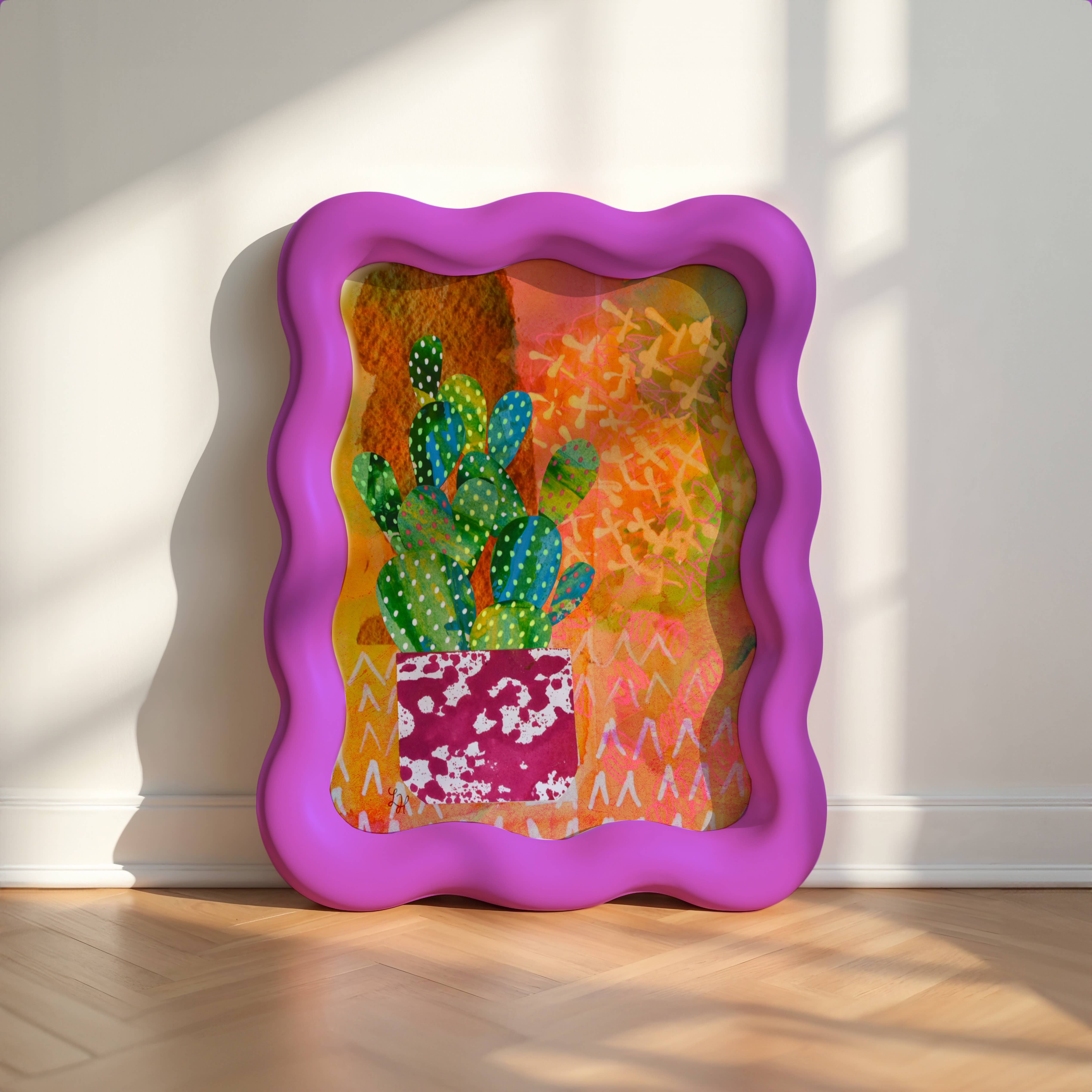 LinHopArt - Wholesale Art Print - Cactus Plant: Mixed Media Collage- Fine Art Print 2