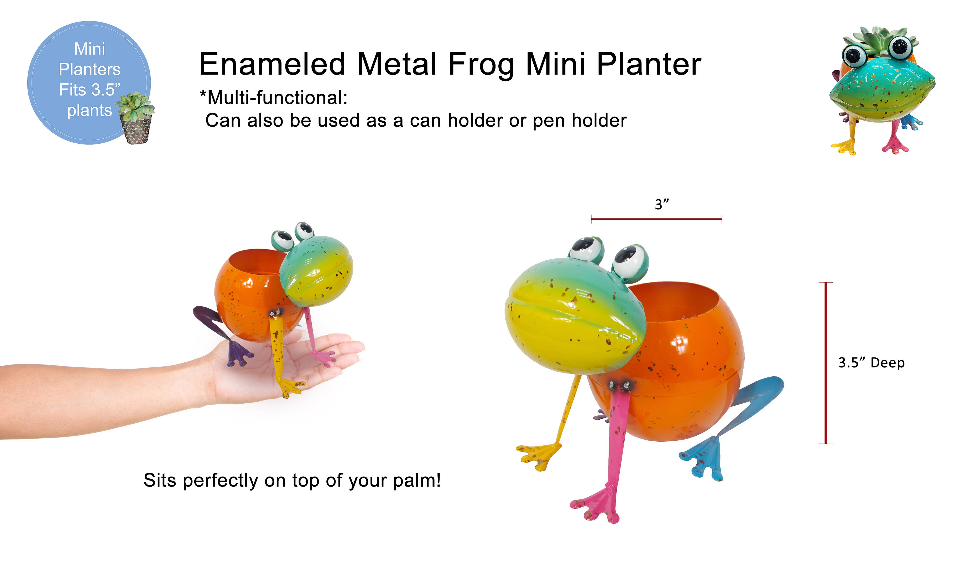 Continental Art Center - Wholesale Plant Pot - Painted and Enameled Mini Frog Planter3