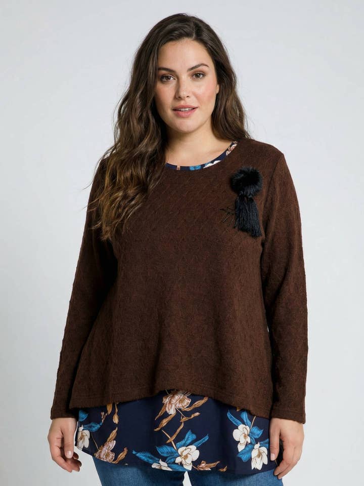 Oversized layered effect sweater (A935) for wholesale by Pomme Rouge Paris