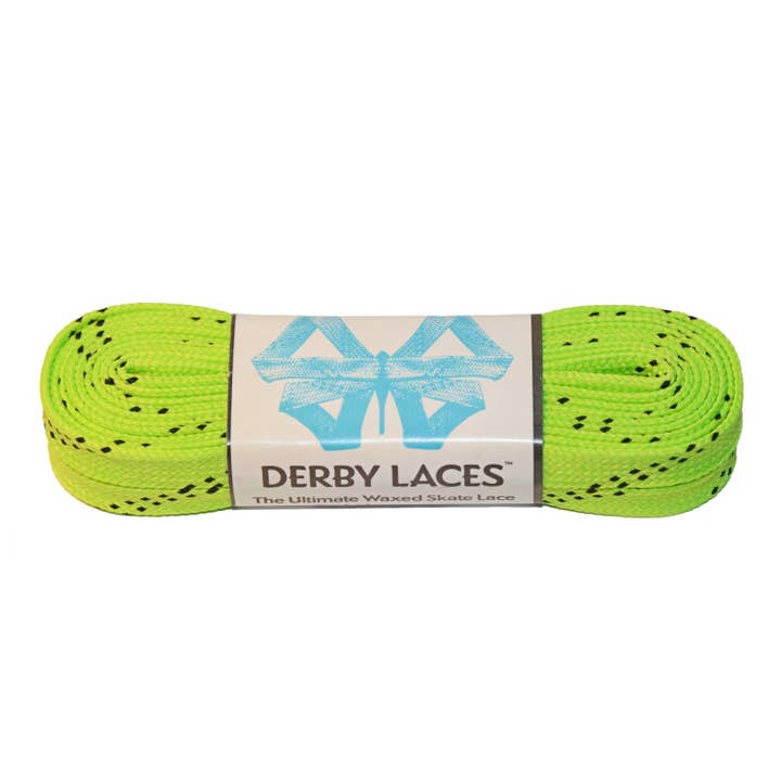 Limoengroen, 244 cm (96 inch) derbyveters, gewaxt, rolschaatsveters voor wholesale door Derby Laces