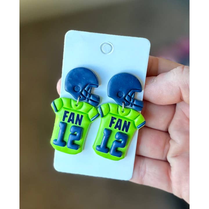 Custom Seattle Seahawks Clay Football Earrings for wholesale by Reese & Rose Co.