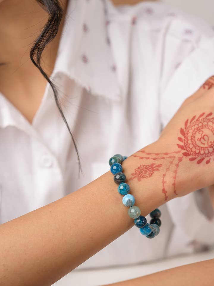 Blue Apatite Bead Bracelet for wholesale by Henna Shoppe