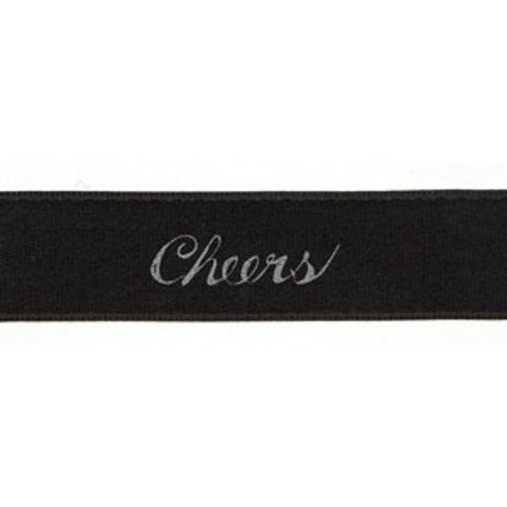 5/8" Tidings on Original Double Faced Satin - Silver Ink for wholesale by MIDORI Inc.