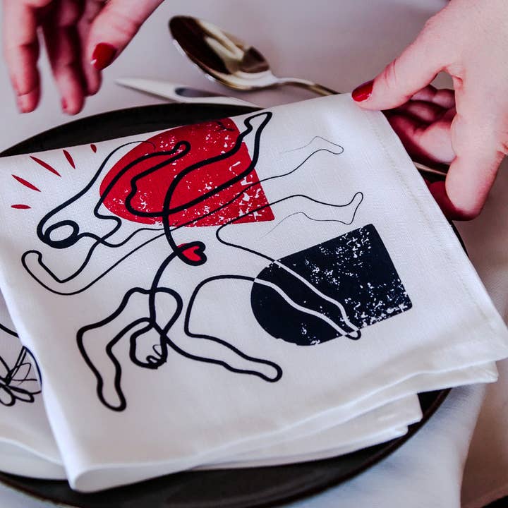 "Soulmates" table napkin for wholesale by LA SERVIETTE DE TABLE