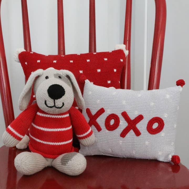 Melange Collection - Wholesale Stuffed/Plush Toy - Kids & Baby - Handmade Knit Valentine Puppy Dog - Red - Cotton Toy2