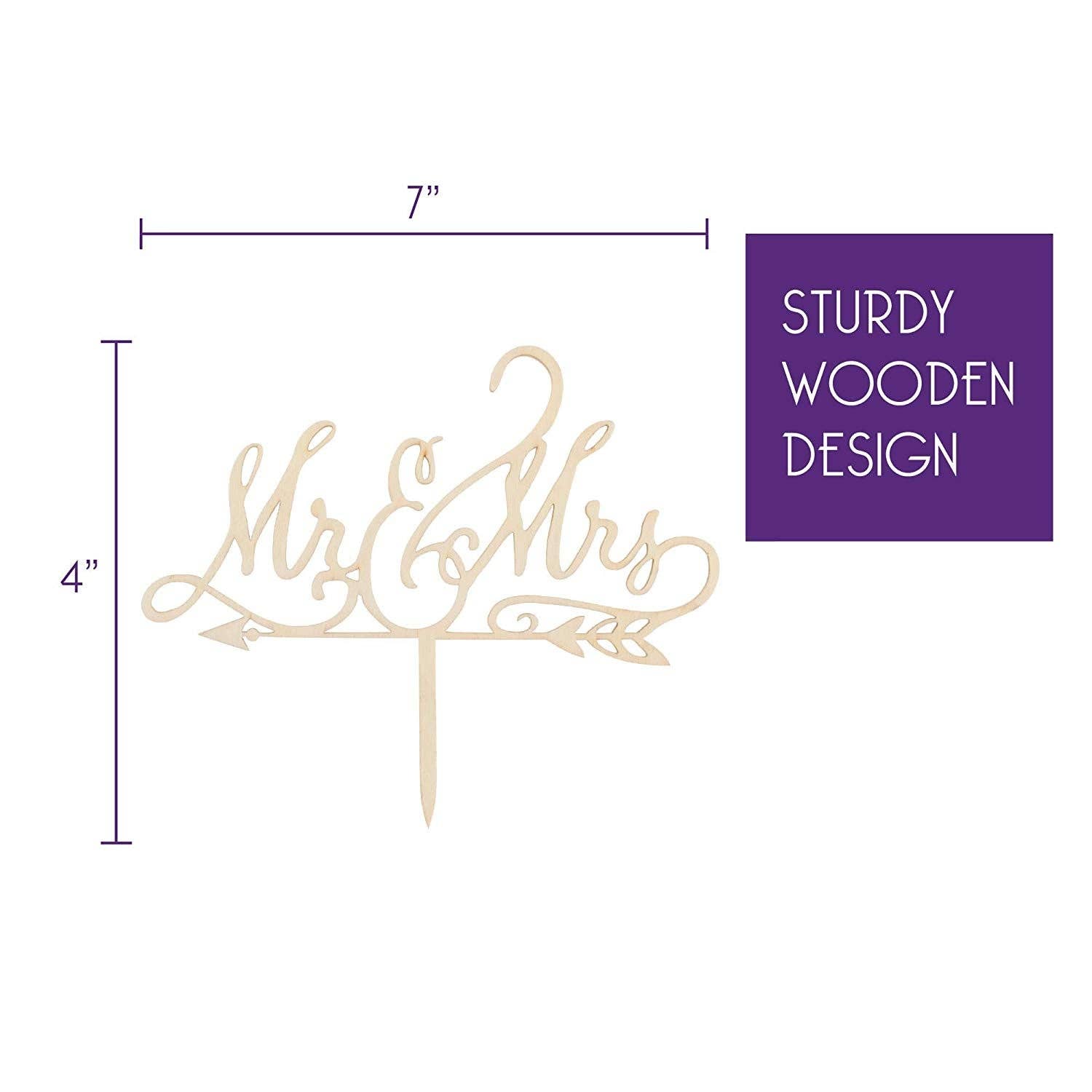 Ella Celebration - Wholesale Cake/Cupcake Topper - Mr & Mrs Arrow Wooden Wedding Cake Topper1