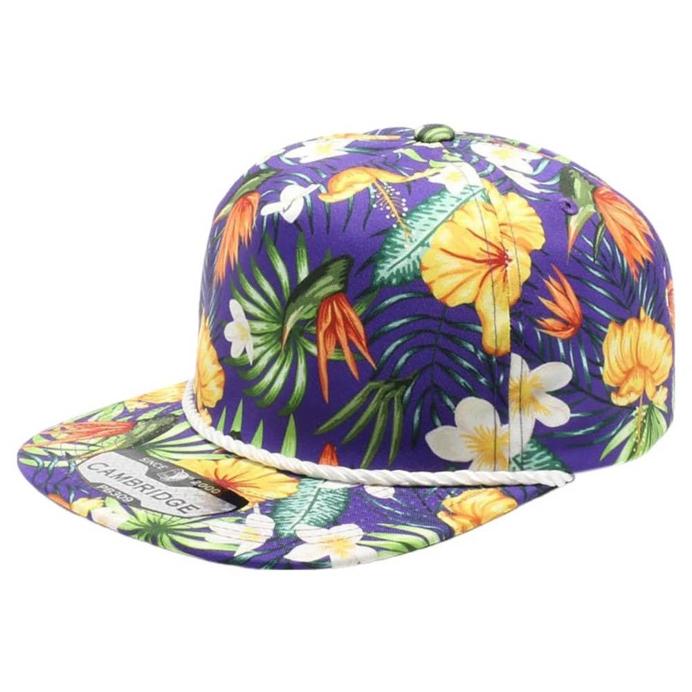 DOBBI - Wholesale Flat Brim Cap - Unisex - CAMBRIDGE 5 PANEL UNSTRUCTURED FLORAL ROPE HAT3