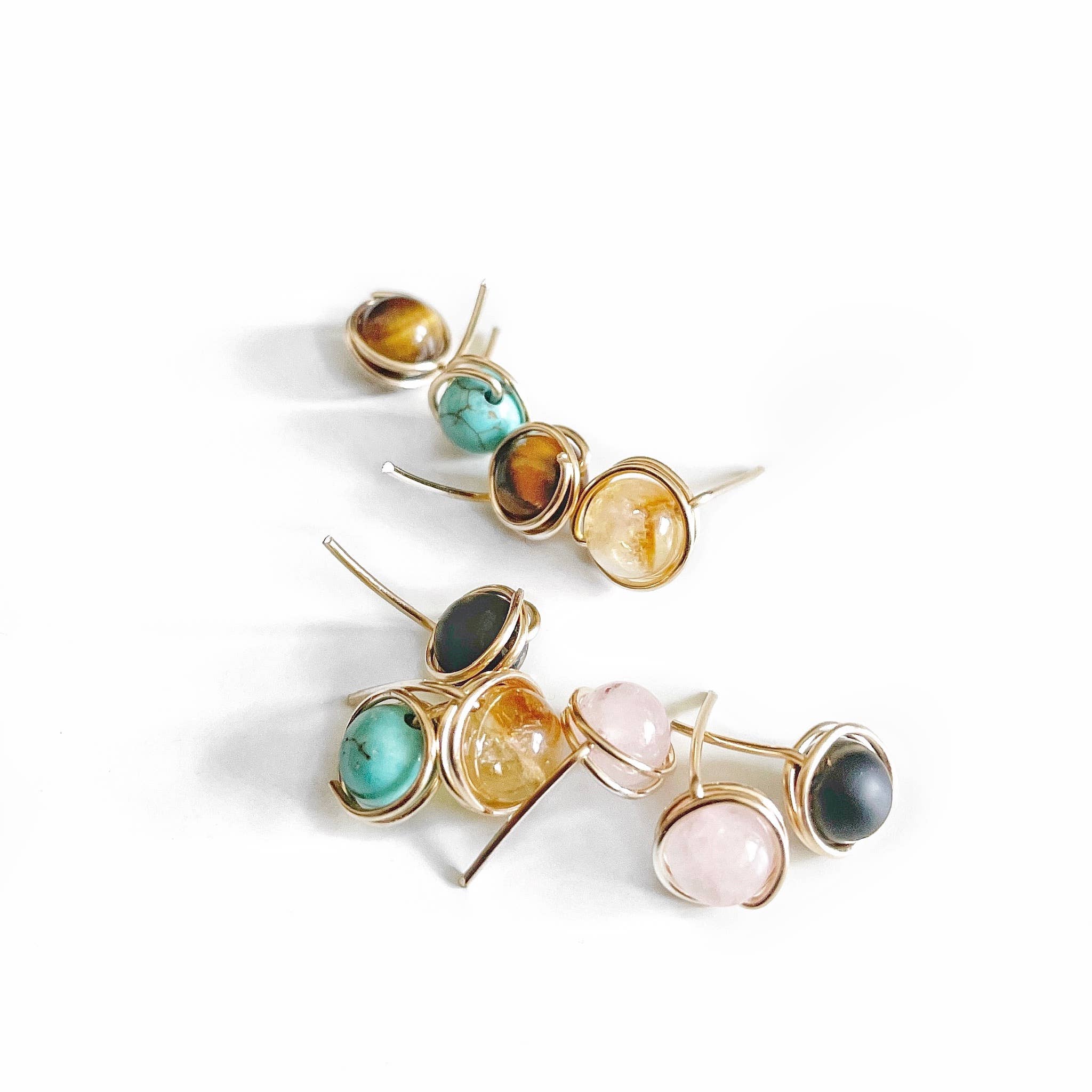 High Vibe Sentiments - Wholesale Stud/Post Earrings - Wire Wrapped Crystal Studs1