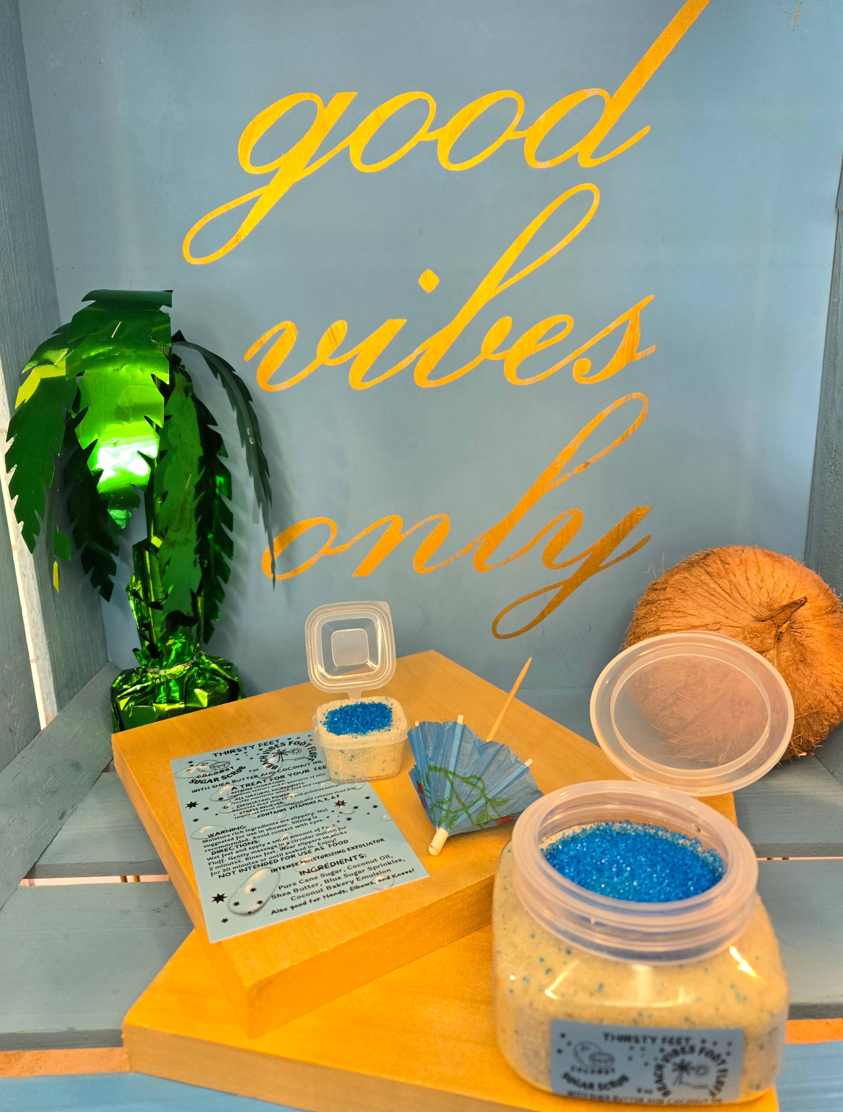 THIRSTY FEET®️ - Wholesale Foot Scrub/Polish - Coconut Beach Vibes Foot Fluff Sugar Scrub 8 oz Jar5