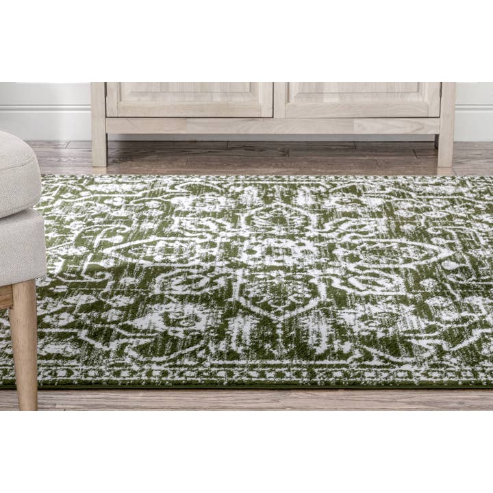 Well Woven - Venta al por mayor Alfombra pequeña - Alfombra suave Disa Vintage Medallion Green de Chill Rugs6