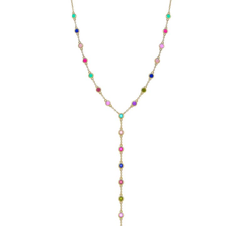 ALEXIS DAOUD JEWELRY - Wholesale Y-Neck/Lariat Necklace - Rainbow Bezel Lariat Necklace0