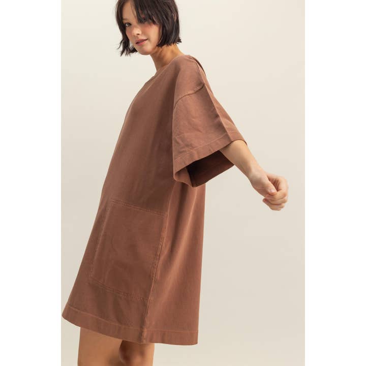 HYFVE - Wholesale Dress - Women's - DZ25E027-Short Sleeve Relaxed Fit T-Shirt Mini Dress