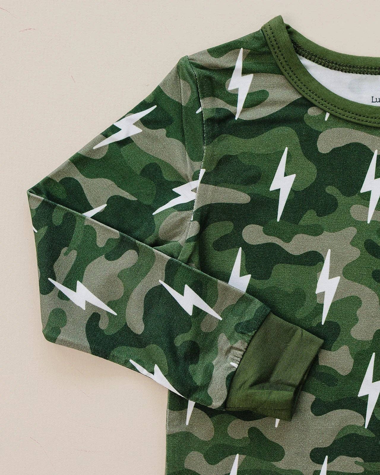 Lucky Panda Kids - Wholesale Sleepwear Set - Kids - Bamboo Two Piece Set | Green Camo Bolts12