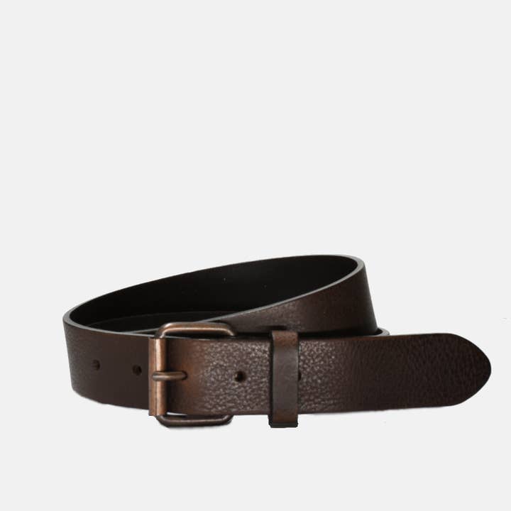 Curated Basics - Wholesale Belt - Men's - Dark Brown Leather with Copper Buckle Belt