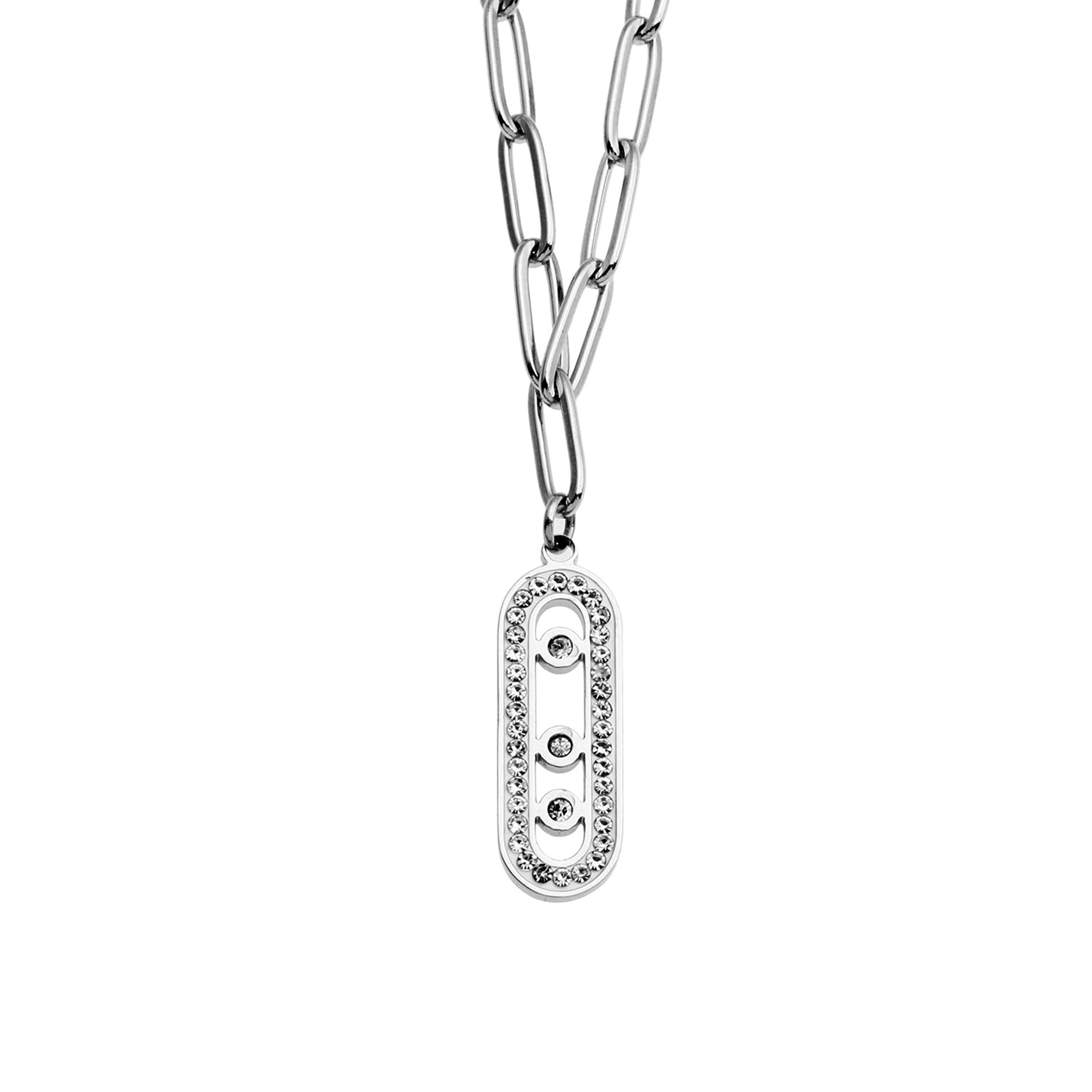 HACKNEY NINE – wholesale  – MORNA Paper Clip Chain with Zirconia Accented Geometric Pendant Silver5
