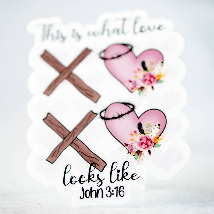 What Love Looks Like, Vinyl Sticker, 3x3 in. for wholesale by Savannah and James Co