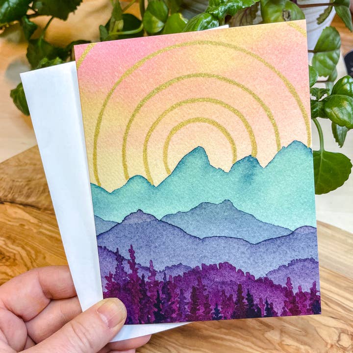 Shelby Thayne Art - Wholesale Everyday Greeting Card - Teton Sunburst Single Blank Folded Greeting Card2