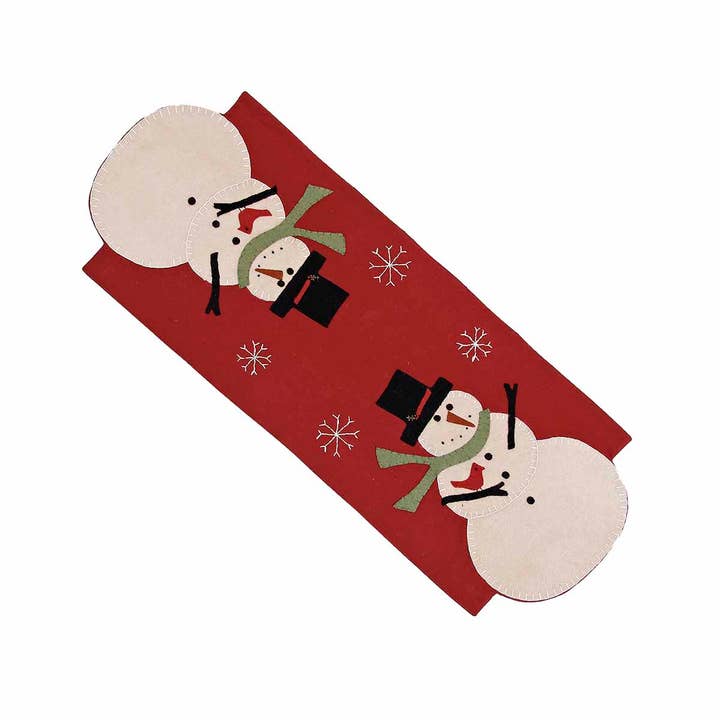 Barn Red Nutmeg Snow Guy Table Runner for wholesale on Faire