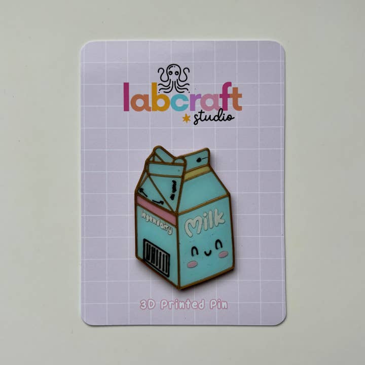 Cute Kawaii Milk - 3D Printed Pin - Cute Accessory for wholesale by Labcraft Studio