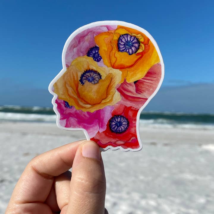 Flower Sticker / Floral Sticker / Feminist sticker / poppy for wholesale by Fox & Crow Paper co.