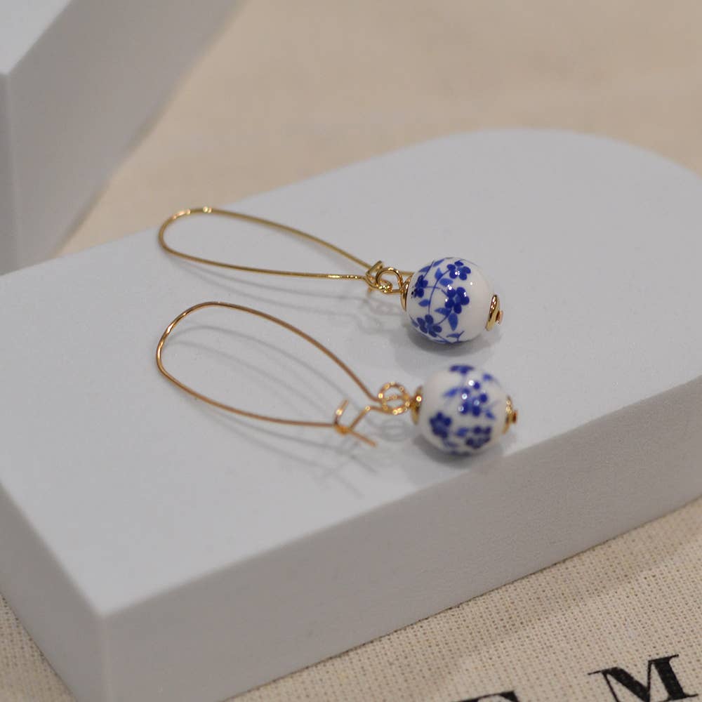 StarryNYC - Vente Boucles d'oreilles pendantes - Boucles d’oreilles en verre de Murano avec perles rondes et crochet rein11