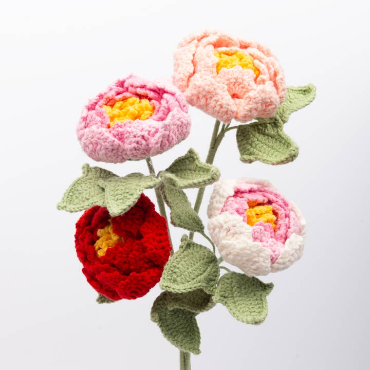 Flor de crochê artesanal - Peônia por atacado de The Way to You