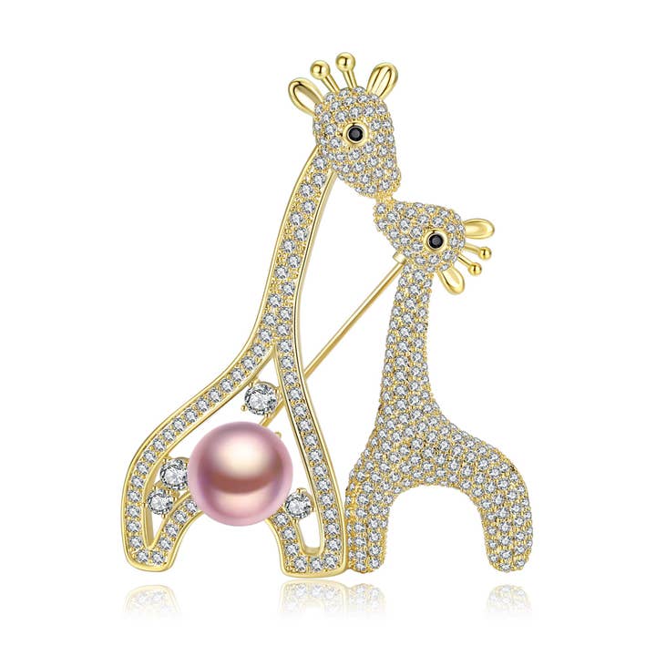 Giraffe Family Edison Pearl Brooch for wholesale by Timeless Pearl