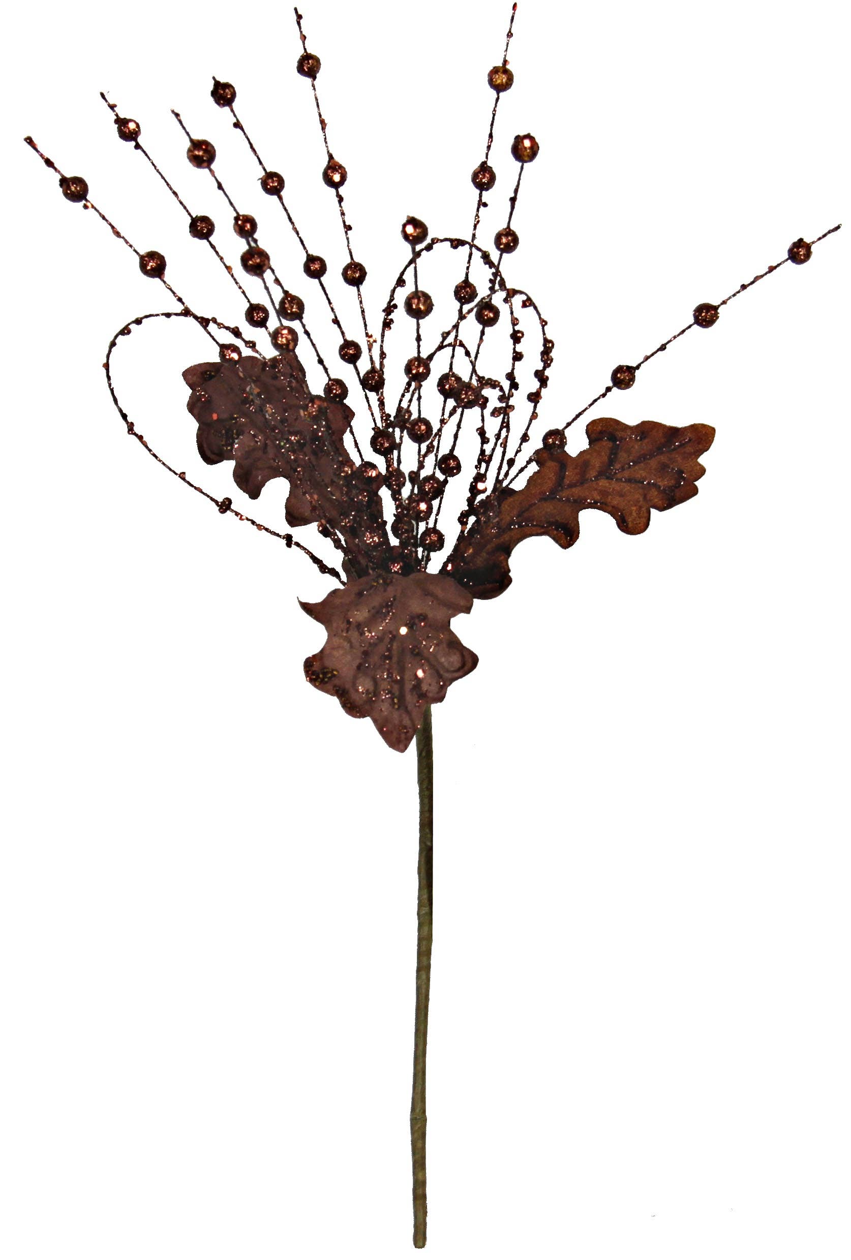 Impressive Enterprises, Inc. - Wholesale Artificial Christmas Tree - ISB15220- 16in Glitter Loop Berries&Lvs Pick-Chocolate1