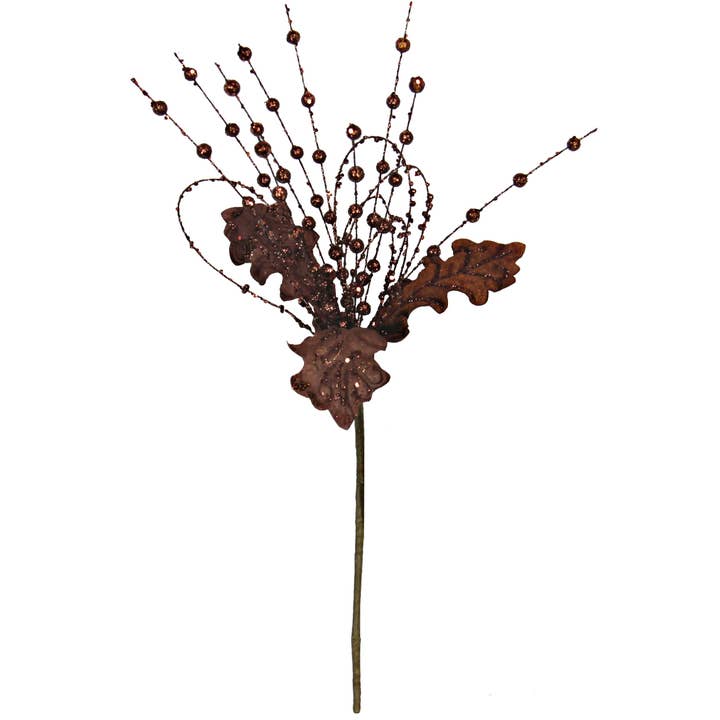 Impressive Enterprises, Inc. - Wholesale Artificial Christmas Tree - ISB15220- 16in Glitter Loop Berries&Lvs Pick-Chocolate1