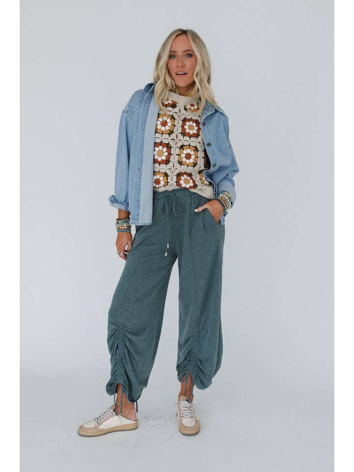 Three Bird Nest - Wholesale Pants - Women's - Solie Cinched Pants - Green Olive