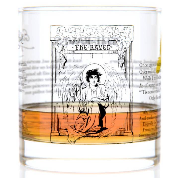 The Raven by Poe - Classic Literature - Whiskey Rocks Glass for wholesale by Well Told