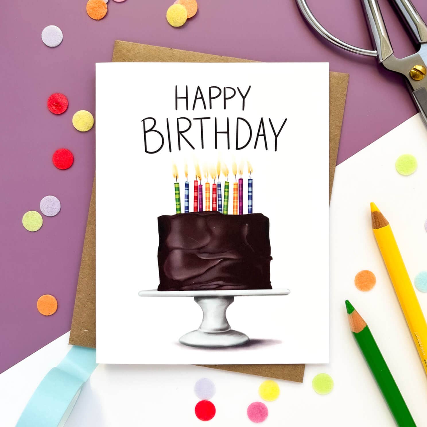 Morgan Swank Studio - Vente Cartes d'anniversaire - Carte d'anniversaire gâteau au chocolat1