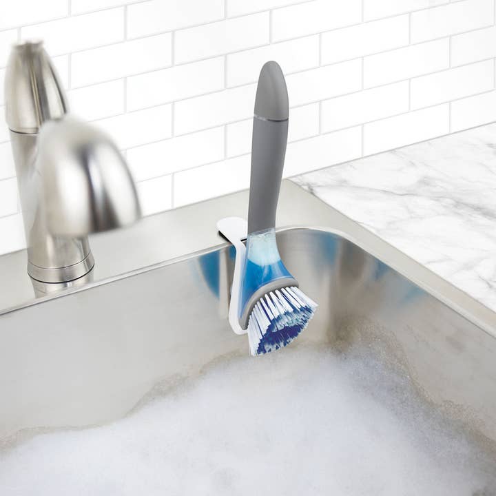Ventures Int'l Products Inc. - Wholesale Cleaning Brush - TOVOLO® Magnetic Soap Dispensing Dish Brush - Charcoal/Clear