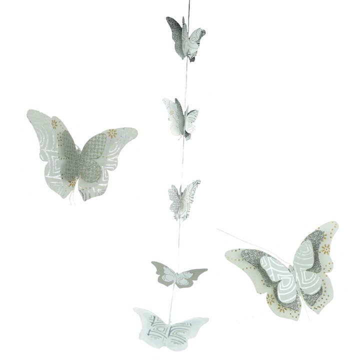 Epigram - Vente Fanion/guirlande - Guirlande de papillons bleus et pailleté 3D en papier