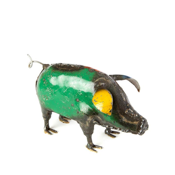 Swahili | AFRICAN MODERN - Vente Sculpture - Sculpture de cochon colorée en métal recyclé (assortie)2