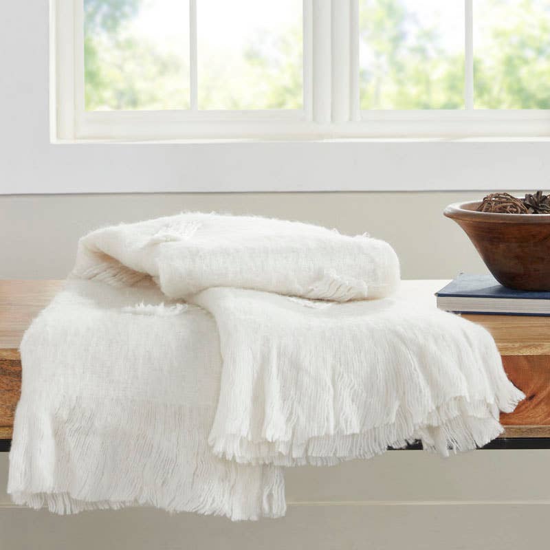 India's Heritage – wholesale Throw blanket – Luxe Faux Mohair Throw Blanket I 50"x 70" I Ivory2