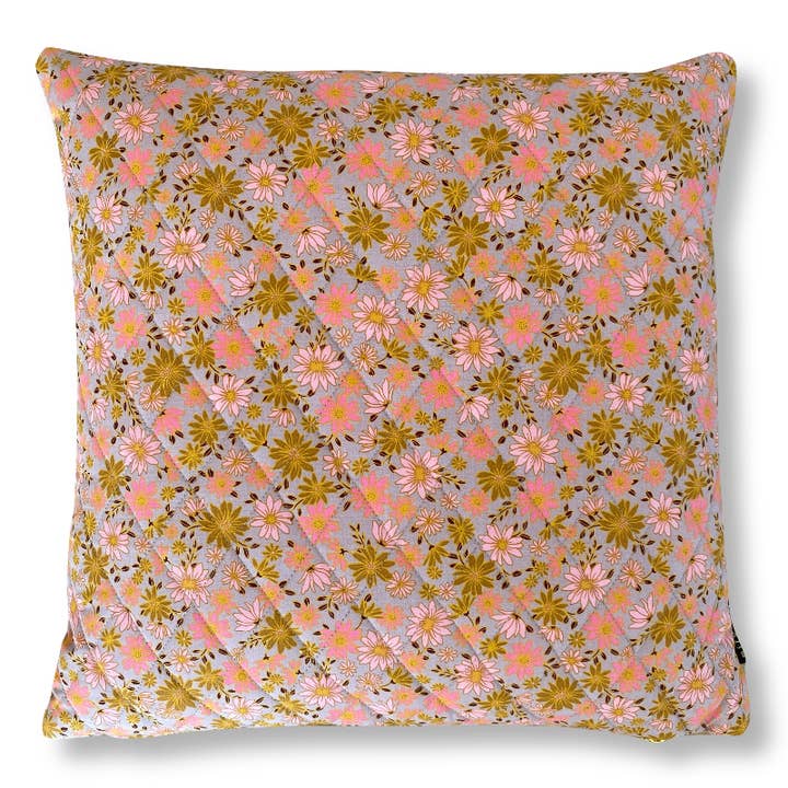 Quiltet pude med blomsterprint Elina 50x50 cm for engroshandel hos Mitomito