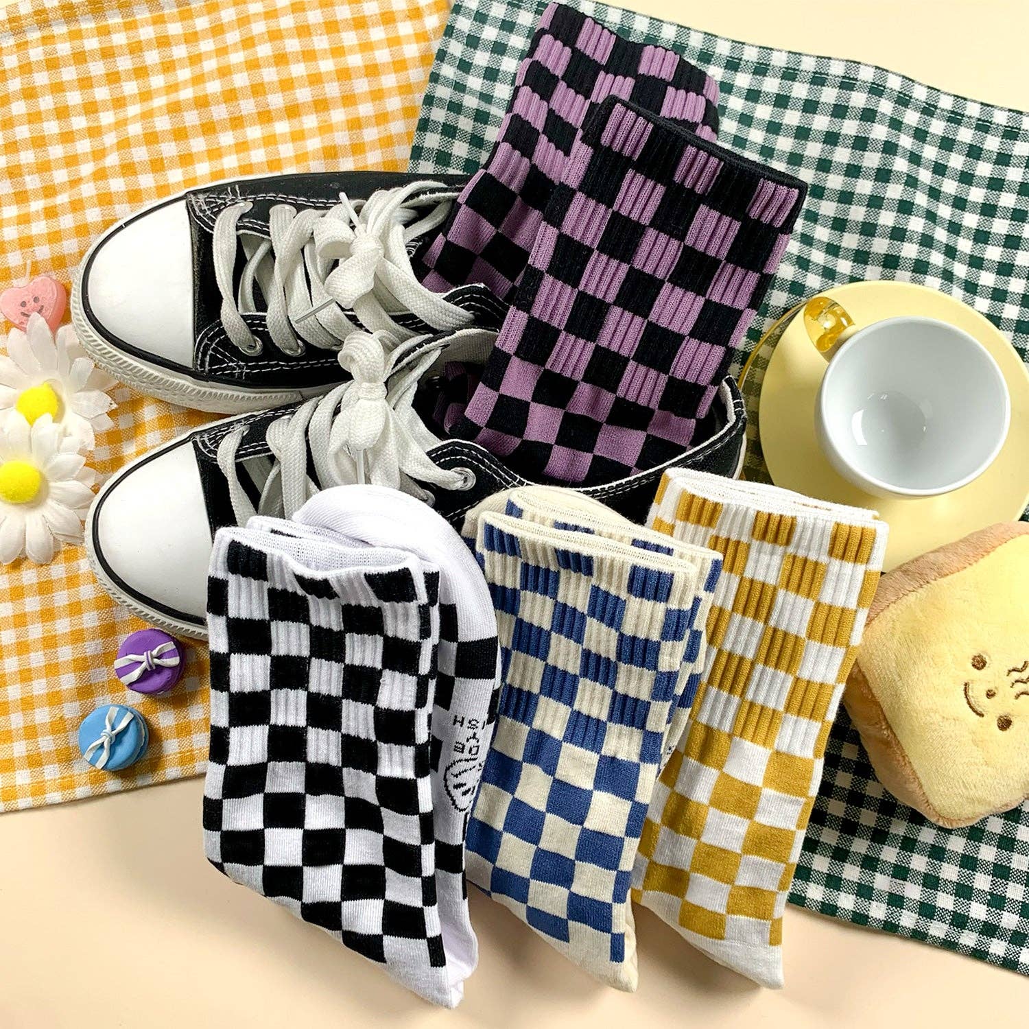 7DAYSSOCKS - Vente Chaussettes – femme - Chaussettes mini damier Crew Crush pour femmes8