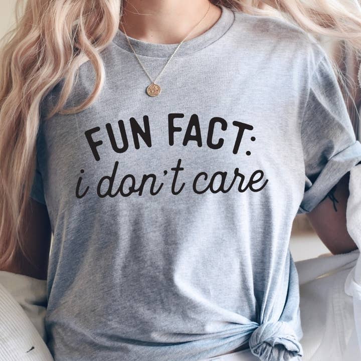 Fun Fact I dont care soft unisex mom tee shirt casual for wholesale by The Candy Collections