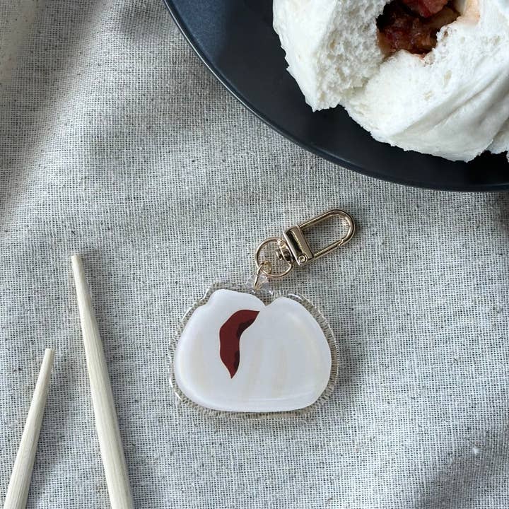 BBQ Pork Bun Dim Sum Keychain for wholesale by Sik Fan Studio