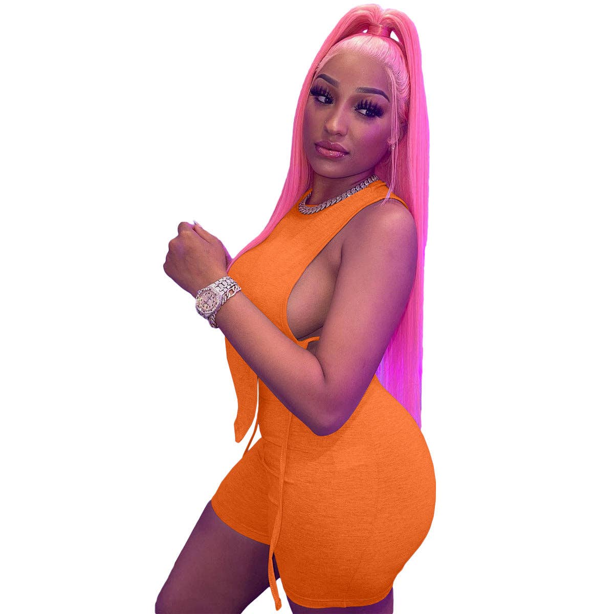 MB Fashion Wholesale - Wholesale Lounge Set - Women's - MB FASHION Sleeveless Crop Top and High-Waist Shorts 268T8