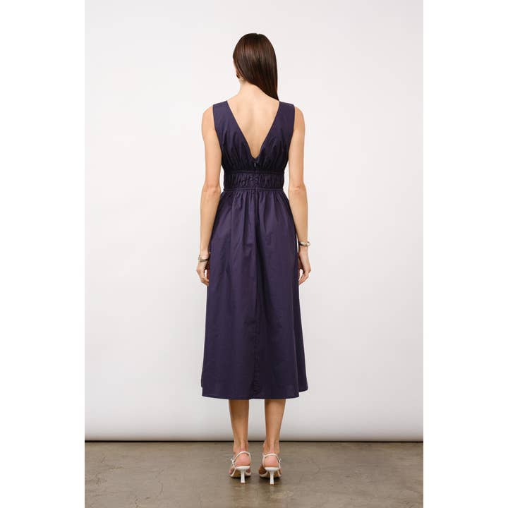 Selina Tie-Front Midi Dress in Navy for wholesale on Faire