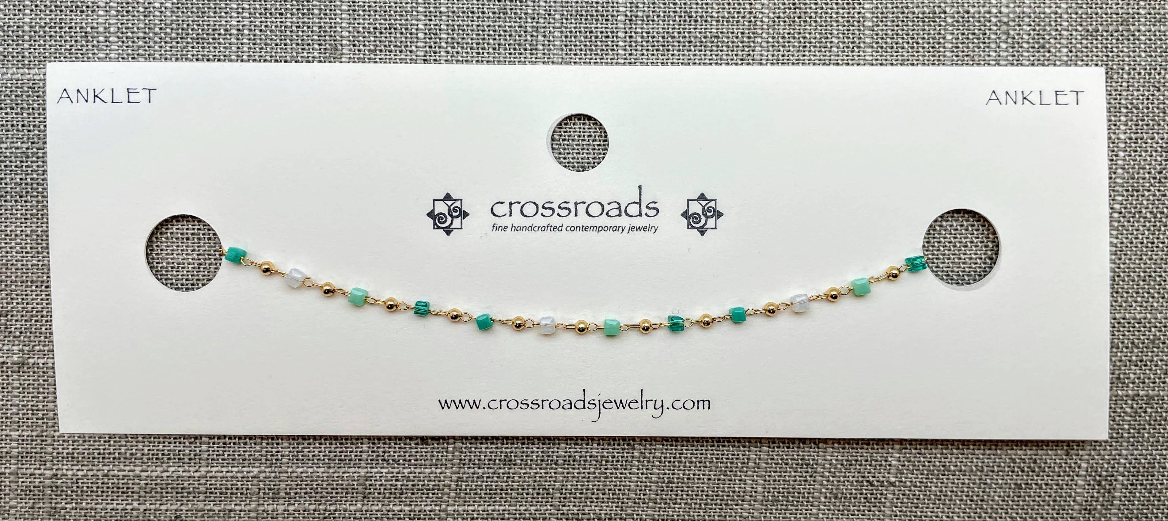 Crossroads Accessories Inc - Vendita all'ingrosso Cavigliere - Cavigliera Multicolore Regolabile con Perline Cubiche Sfaccettate1