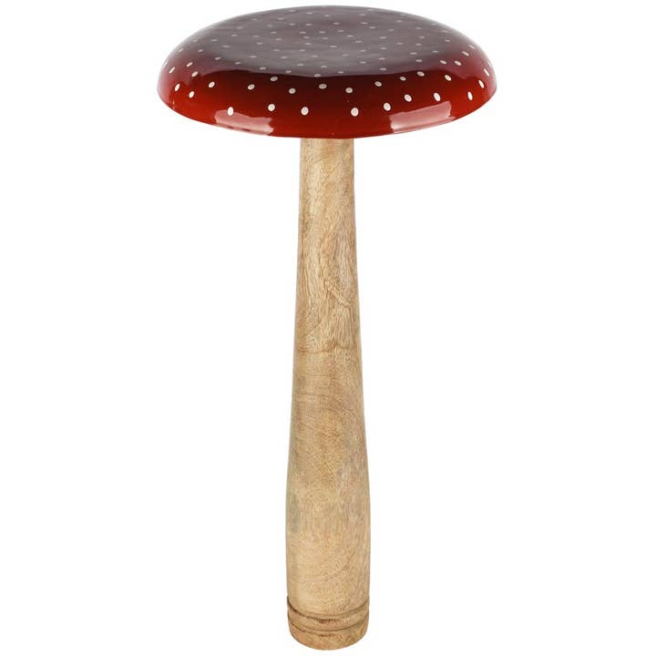 Pilz mit Punkten, rot/weiß, Holz, 25x25x55cm für den Großhandel von Dekoratief